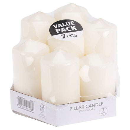 Candle Pillar Set 7Assorted White