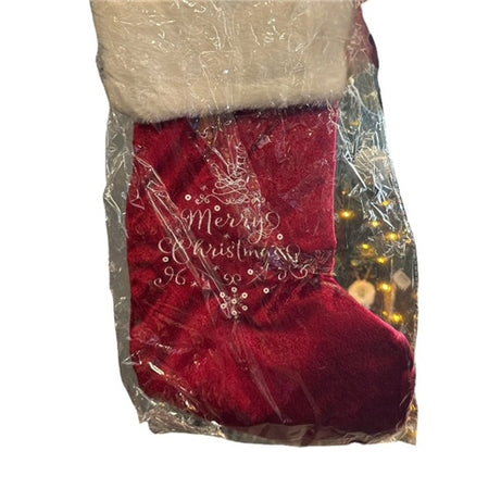 Fabric red w/white Merry christmas