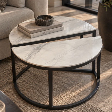Porcelain white side tables circular
