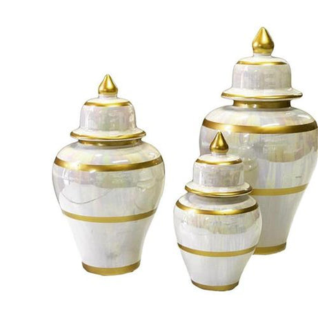 Ceramic white/golden vases