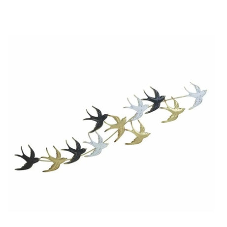 METAL BIRDS WALL DECO WHITE/BLACK/GOLDEN 1