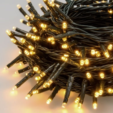 Warm White LED String Lights with Adapter – 200 LEDs, 10m