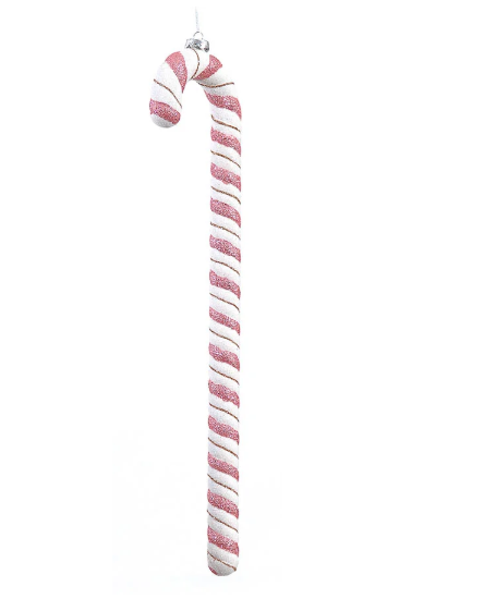 Glittered Red & White Candy Cane Ornament – 44cm
