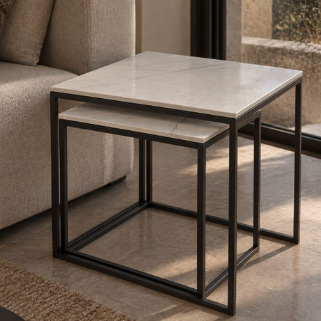 Porcelain side table square Set