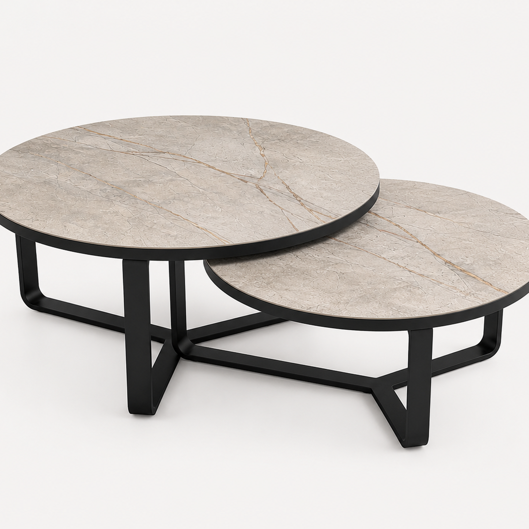 Grey/ golden porcelain coffee table
