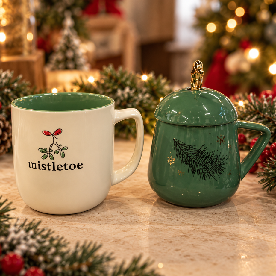 Christmas mug Green or sugar mug               6.5 JD Each