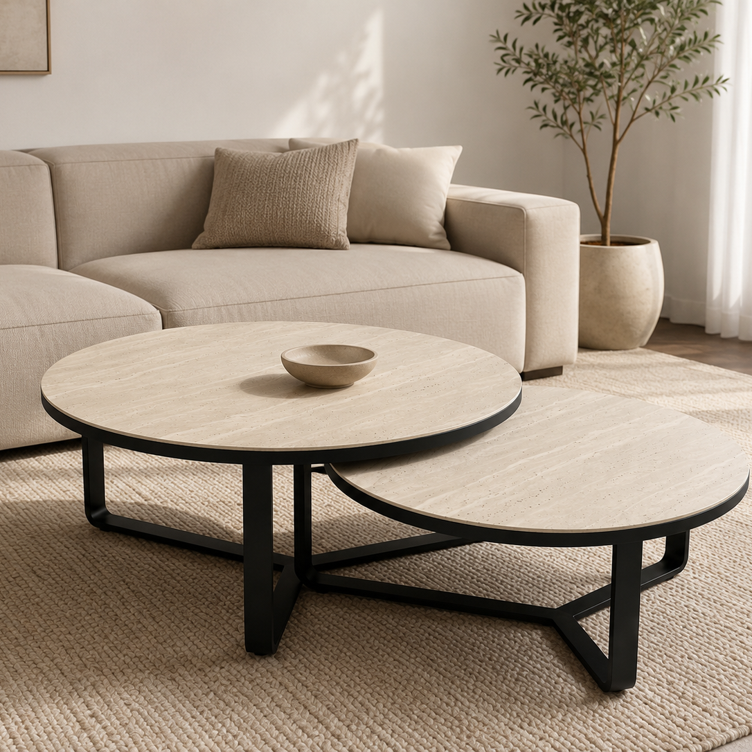 Travertine porcelain coffee table