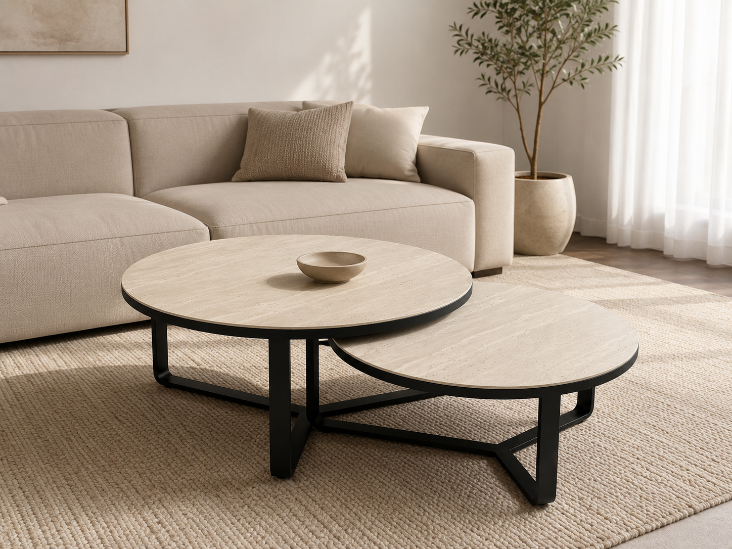 Travertine porcelain coffee table