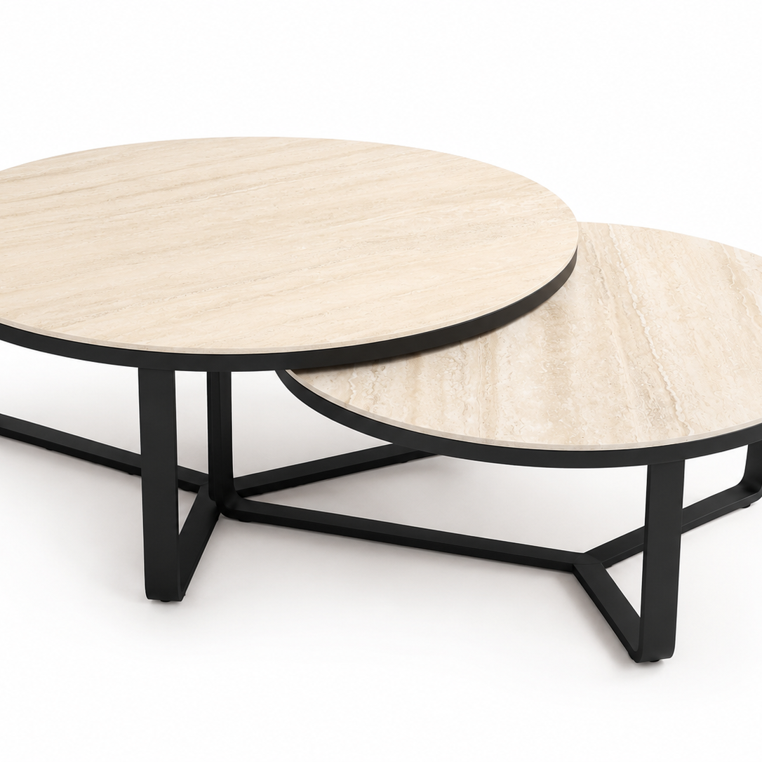 Caramel travertine porcelain coffee table