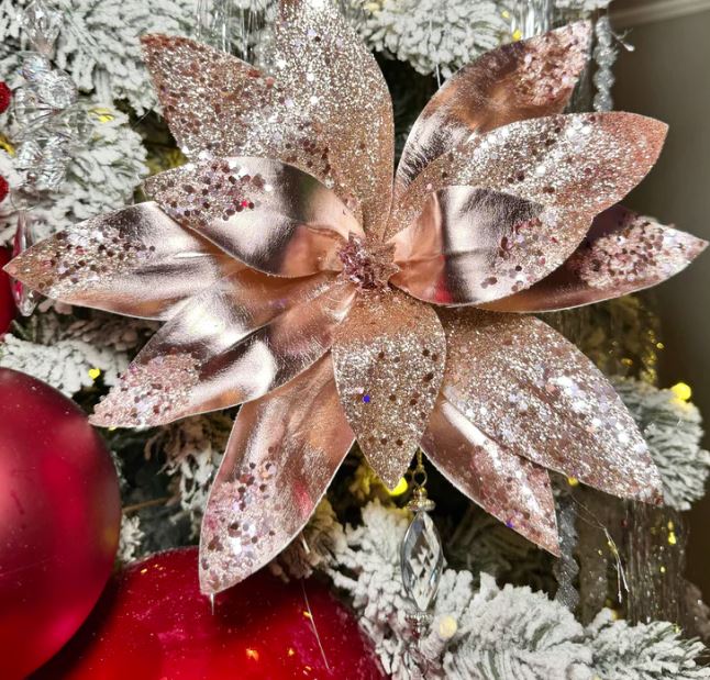 Flower Poinsettia stem Peach / Gold