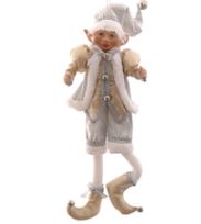 Gold, Silver & White Fabric Elf – 43cm