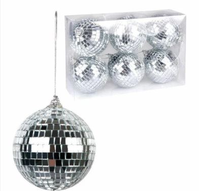 8cm/6pcs Disco ball silver pack