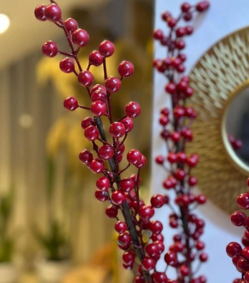 Medium Red Cherry Decorative Branch