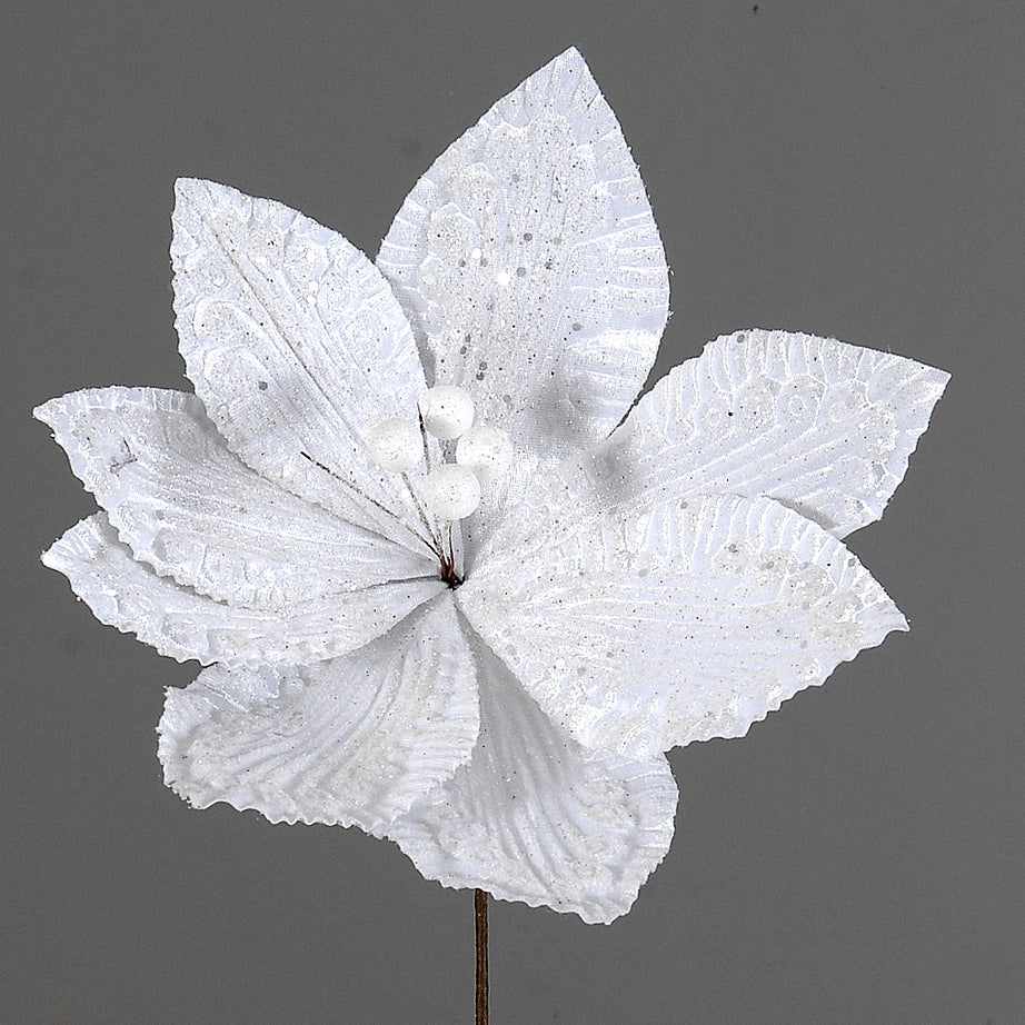 White glittered flower