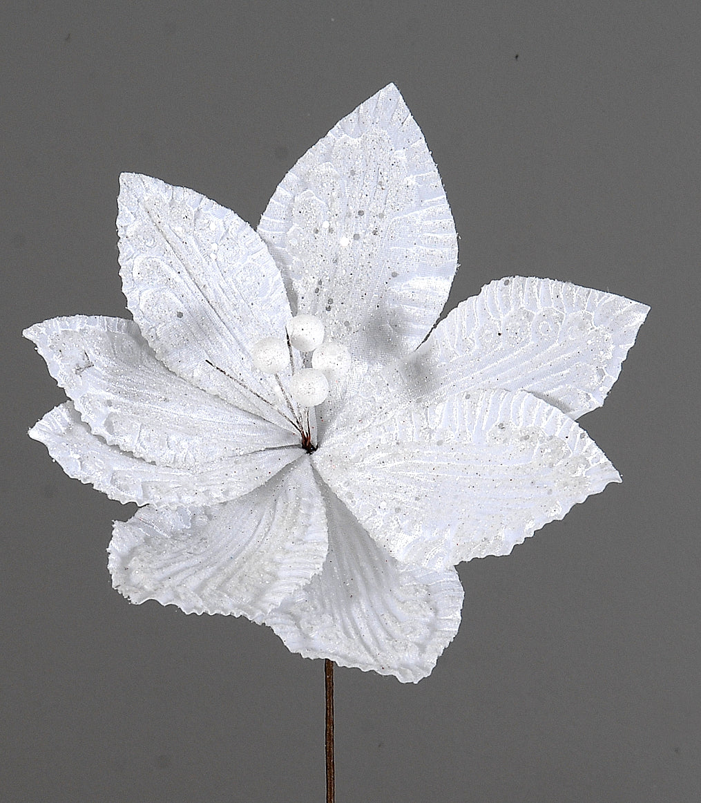 White glittered flower