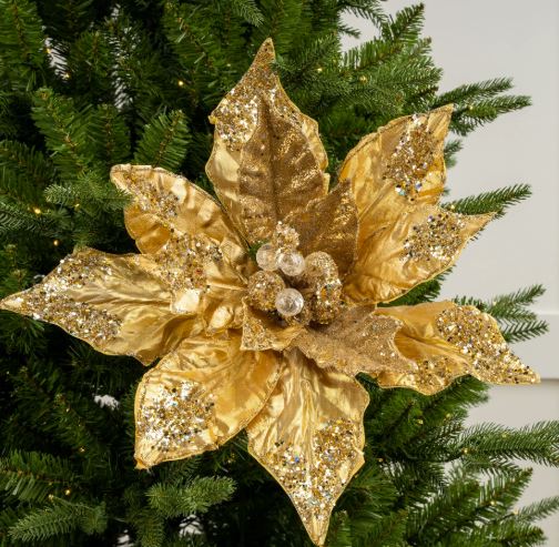 Flower Poinsettia stem Gold