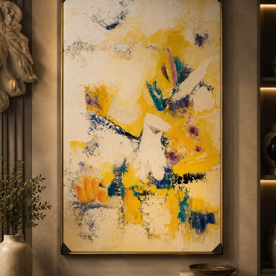 Yellow abstract Painting 100x80 cm