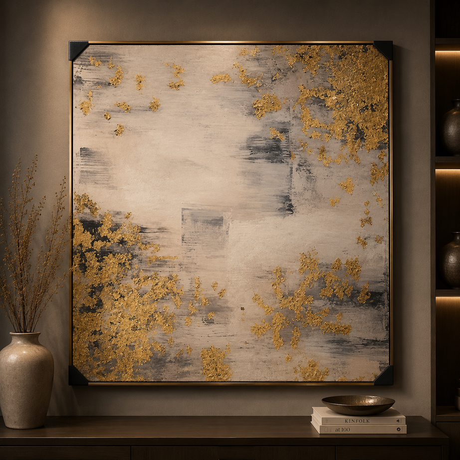 Gold spots painting 100x100 cm