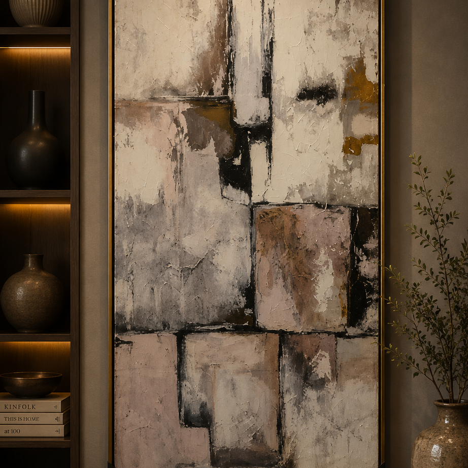 Boxes Abstract painting 140x70 cm