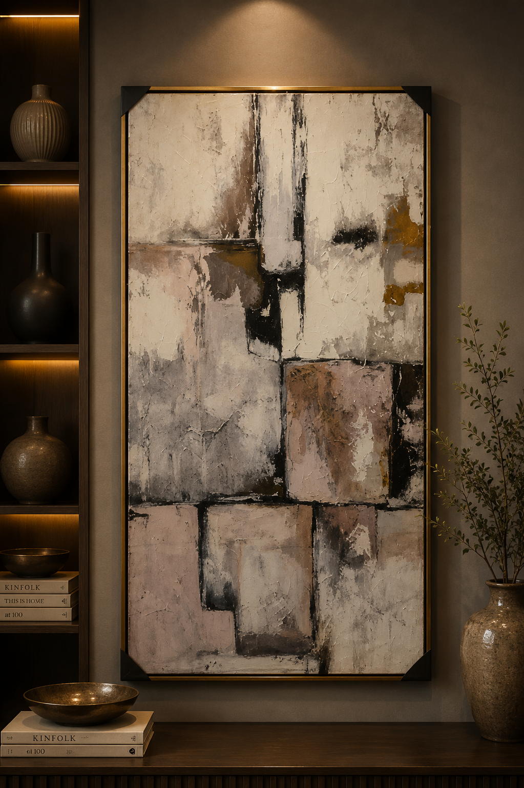 Boxes Abstract painting 140x70 cm