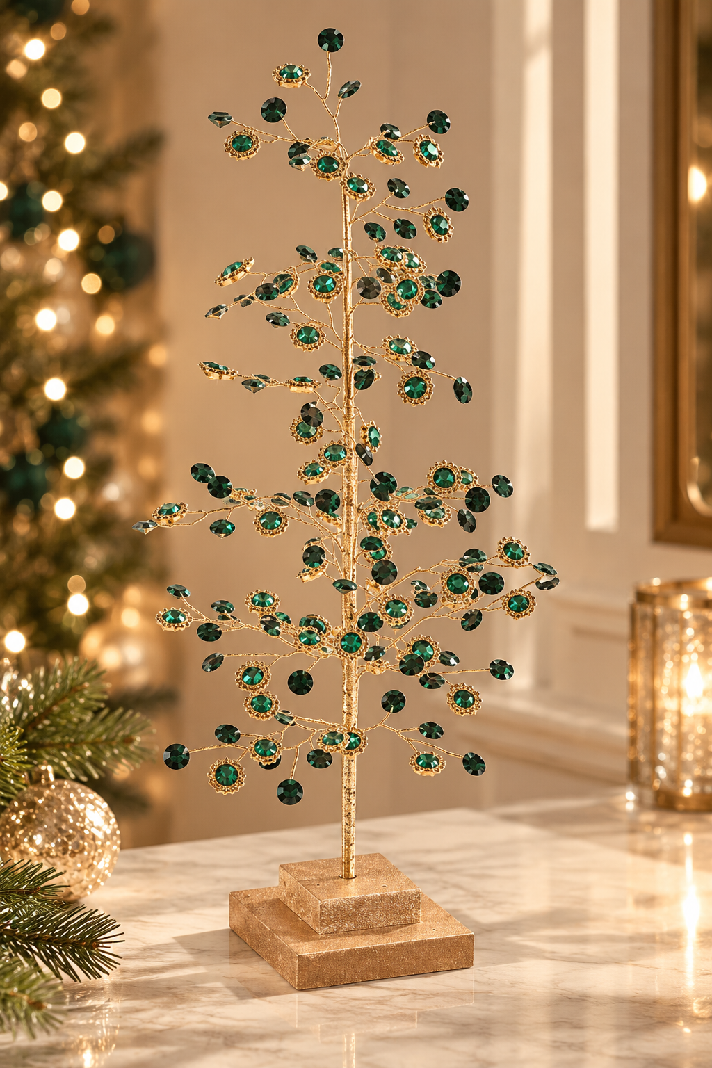 Green Beaded Christmas Tree – 55cm