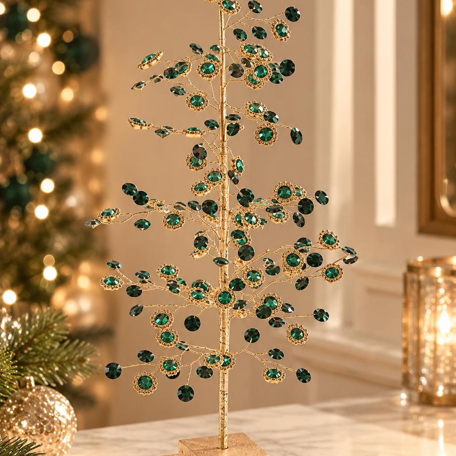 Green Beaded Christmas Tree – 40cm