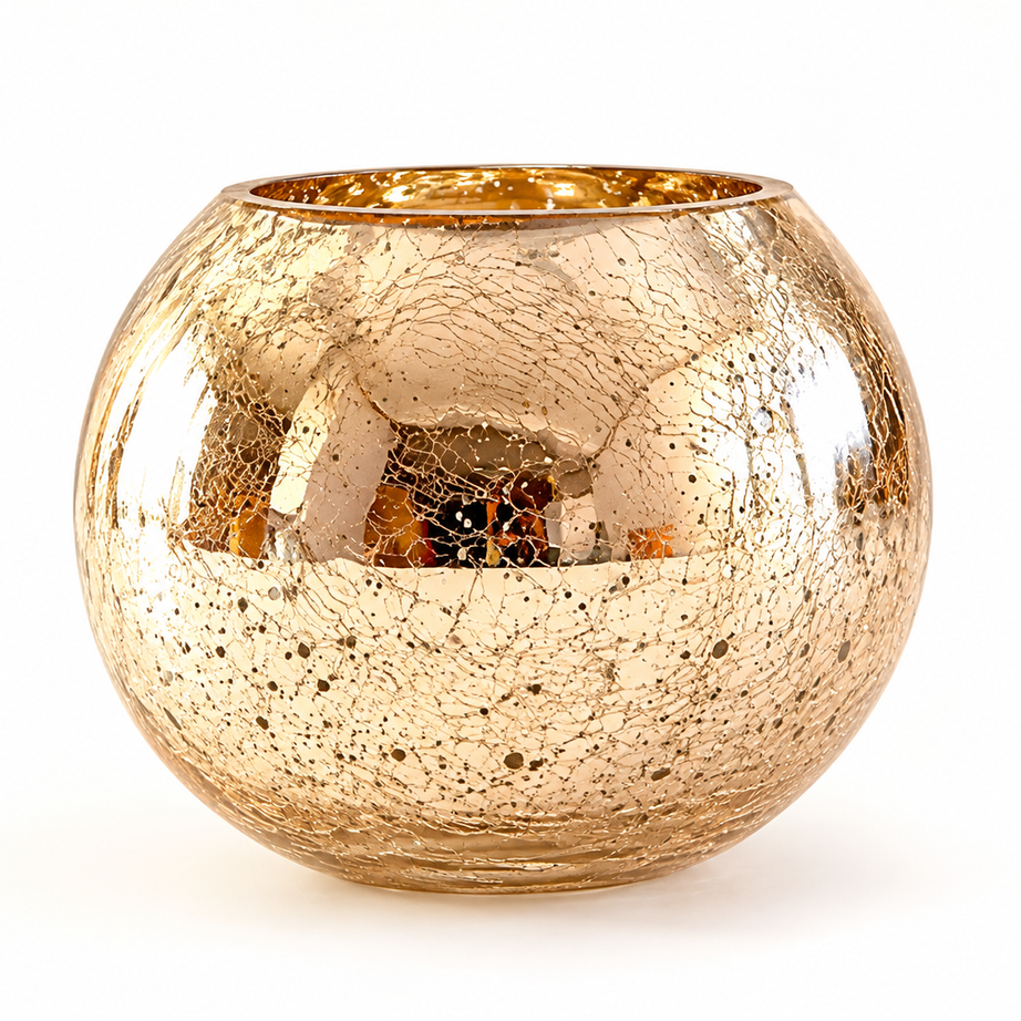 Gold Glass Candle Holder – 12cm