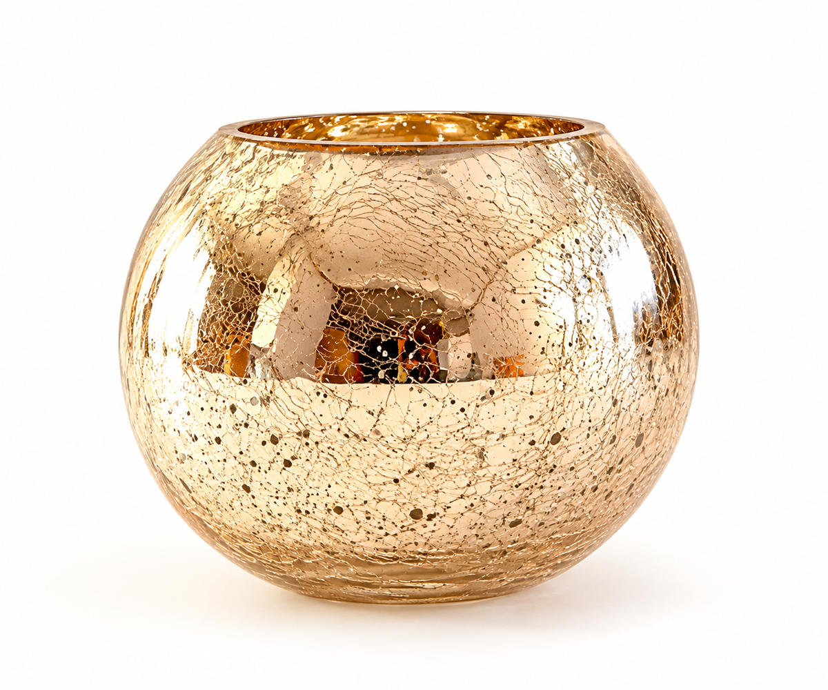 Gold Glass Candle Holder – 15cm