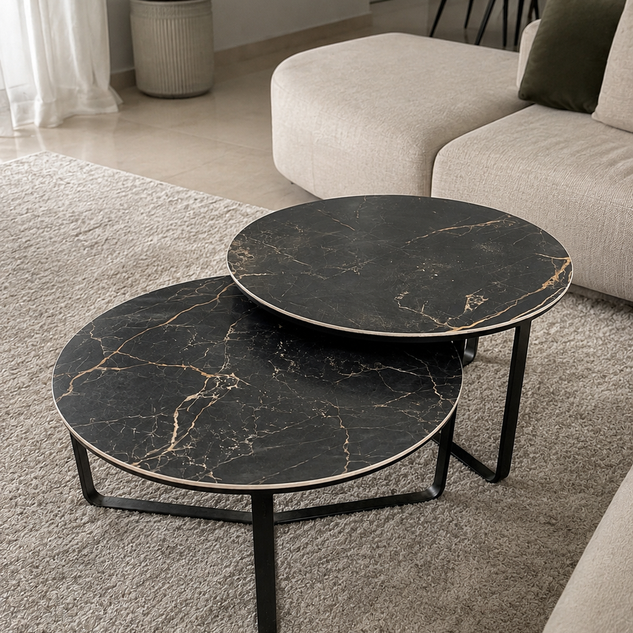 Black and gold porcelain coffee table