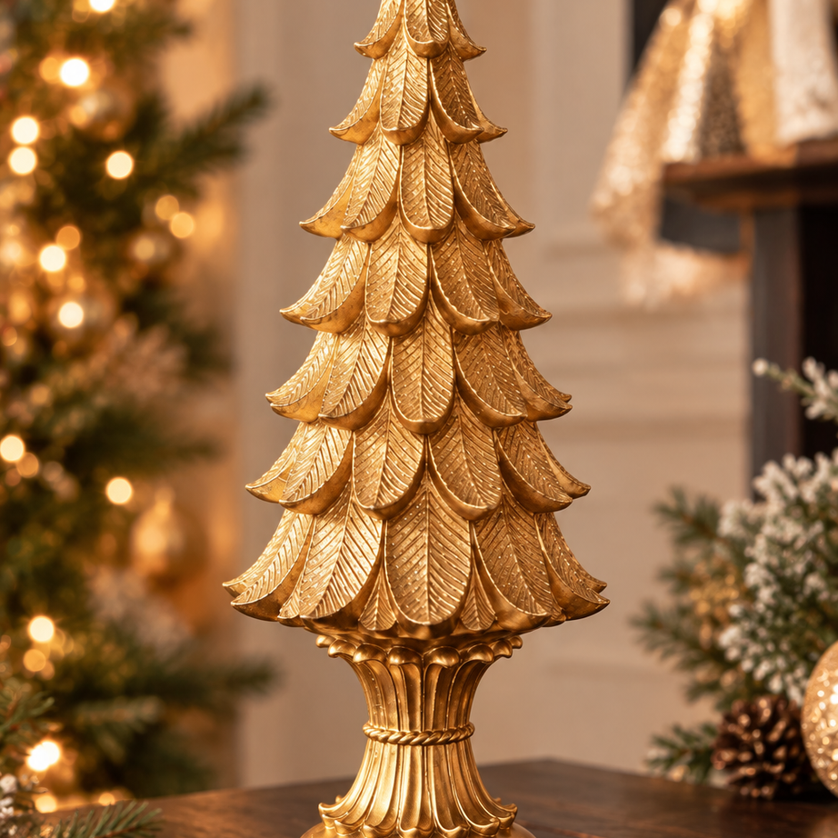 Gold Polyresin Christmas Tree Decoration – 41cm