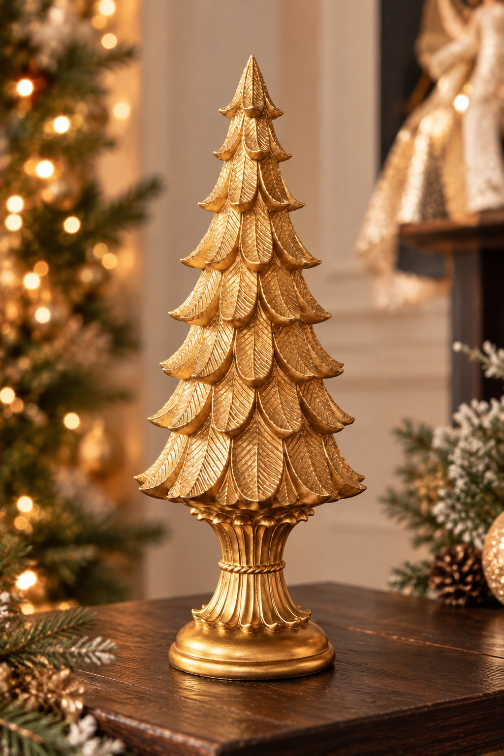 Gold Polyresin Christmas Tree Decoration – 41cm