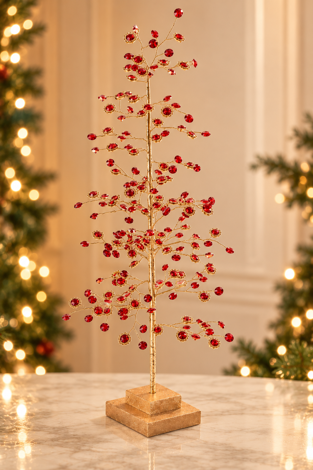 Red Beaded Christmas Tree – 40cm