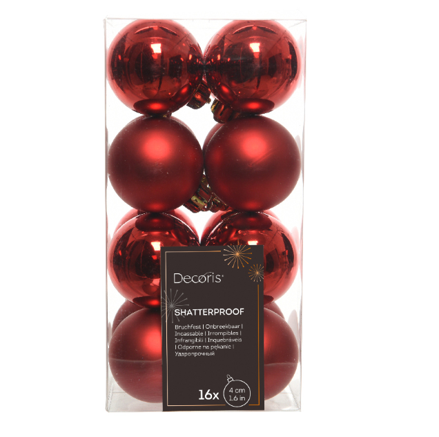 Red Shatterproof Christmas Bauble Ornament - 4cm Diameter