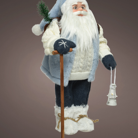 Santa polyester backpack w green artifical branch,firwood branch,walking stick,lantern,glassess 3