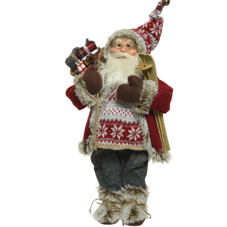 Santa polyester ski with pinecone 1