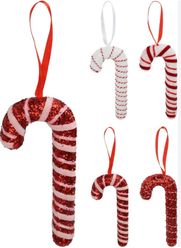 Candy Cane 17Cm Hang Deco 4Assorted