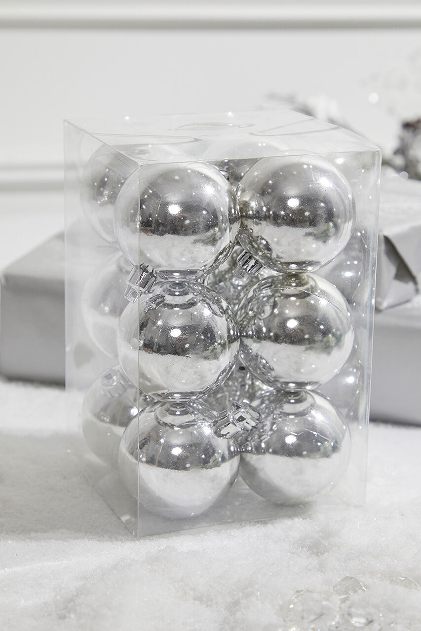 8cm/6pcs Ball silver pack