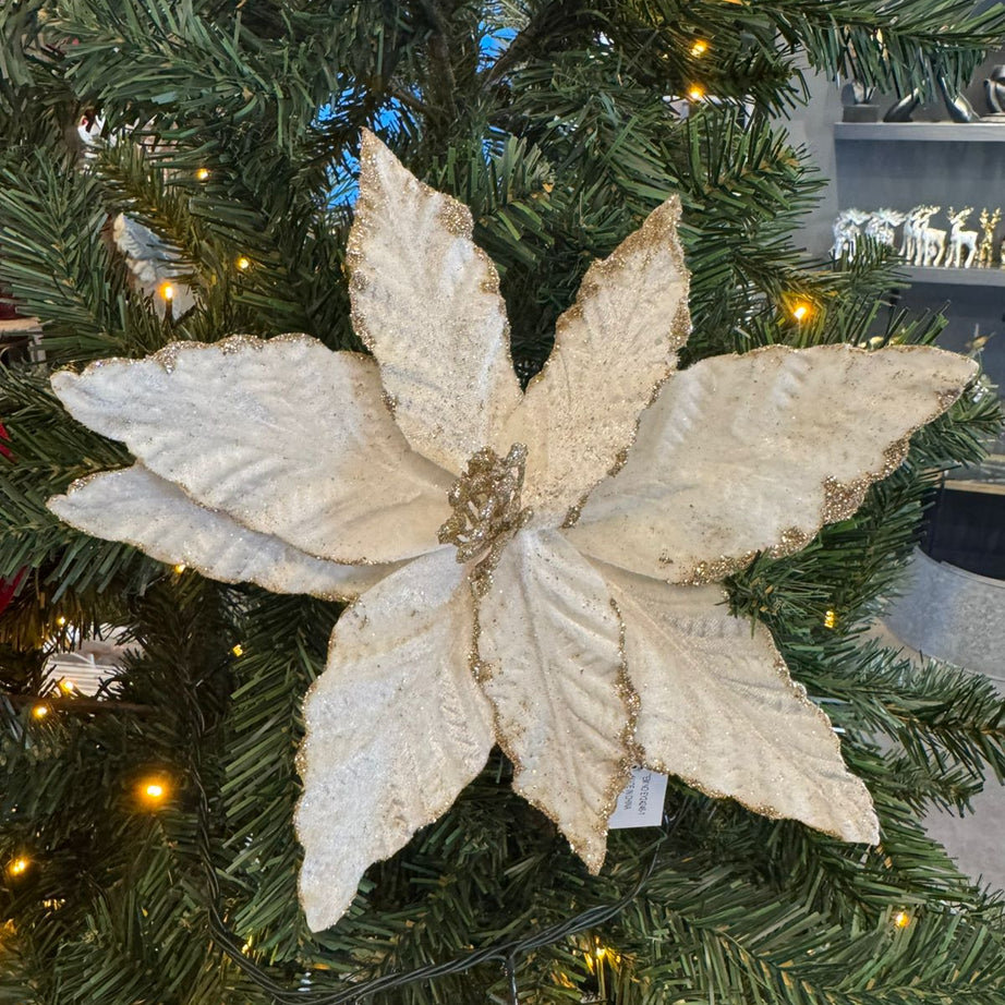White Flower with Gold Tips Decoration