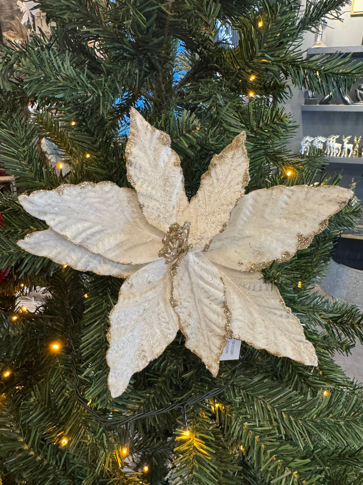 White Flower with Gold Tips Decoration