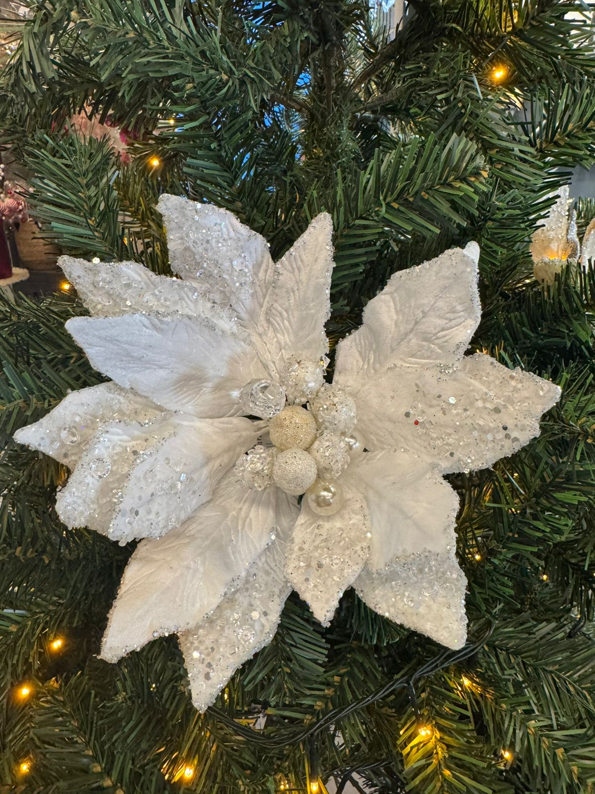 Flower Poinsettia Stem icy white