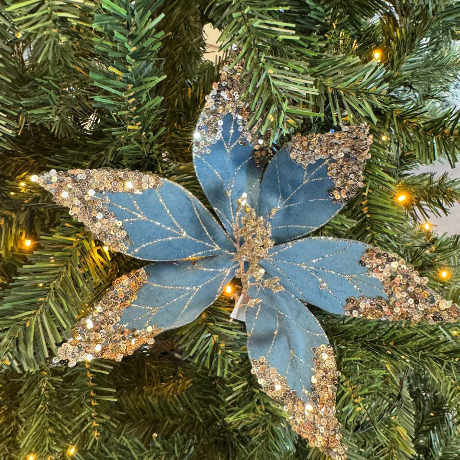 Blue Flower with Gold Accents