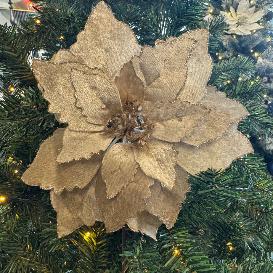 Gold Christmas Flower Stem Decoration