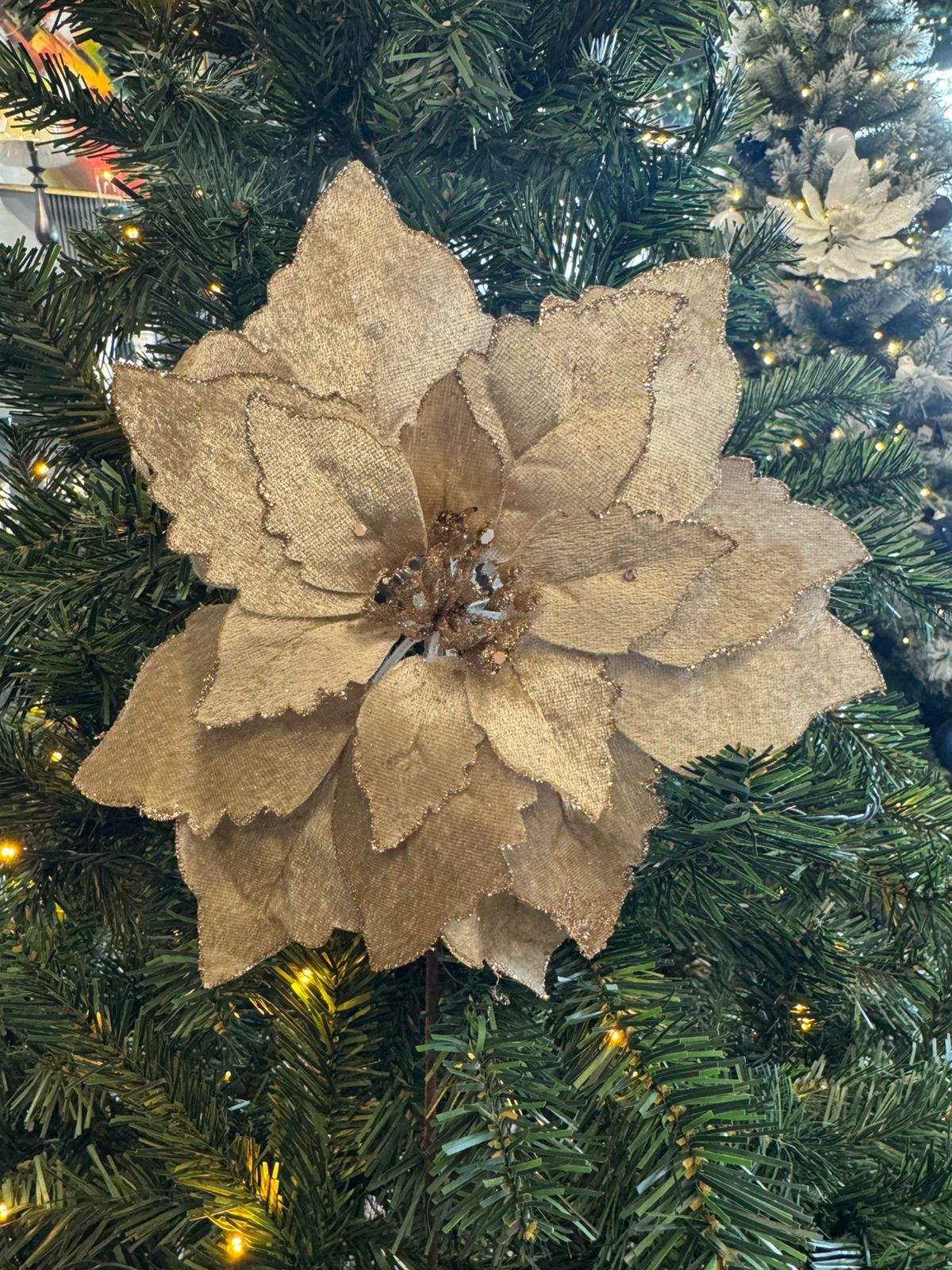 Gold Christmas Flower Stem Decoration