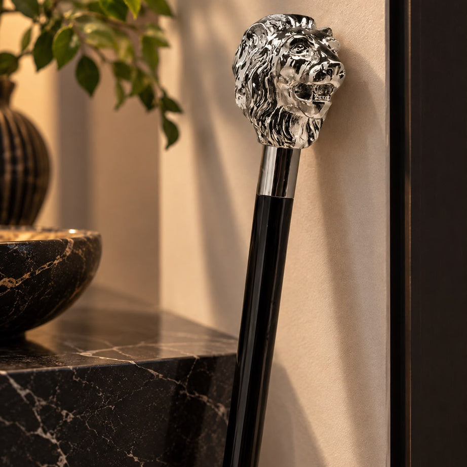 Silver lion stick