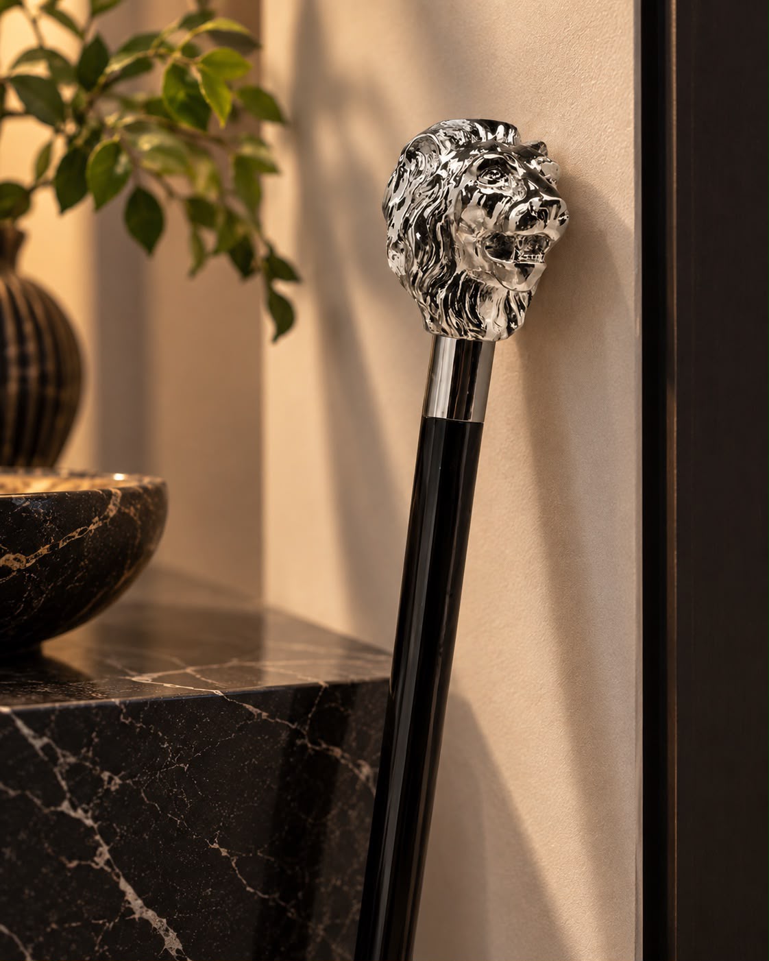 Silver lion stick