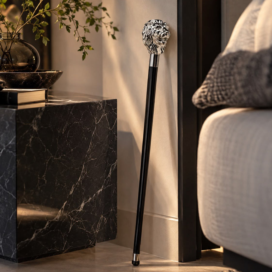 Silver lion stick