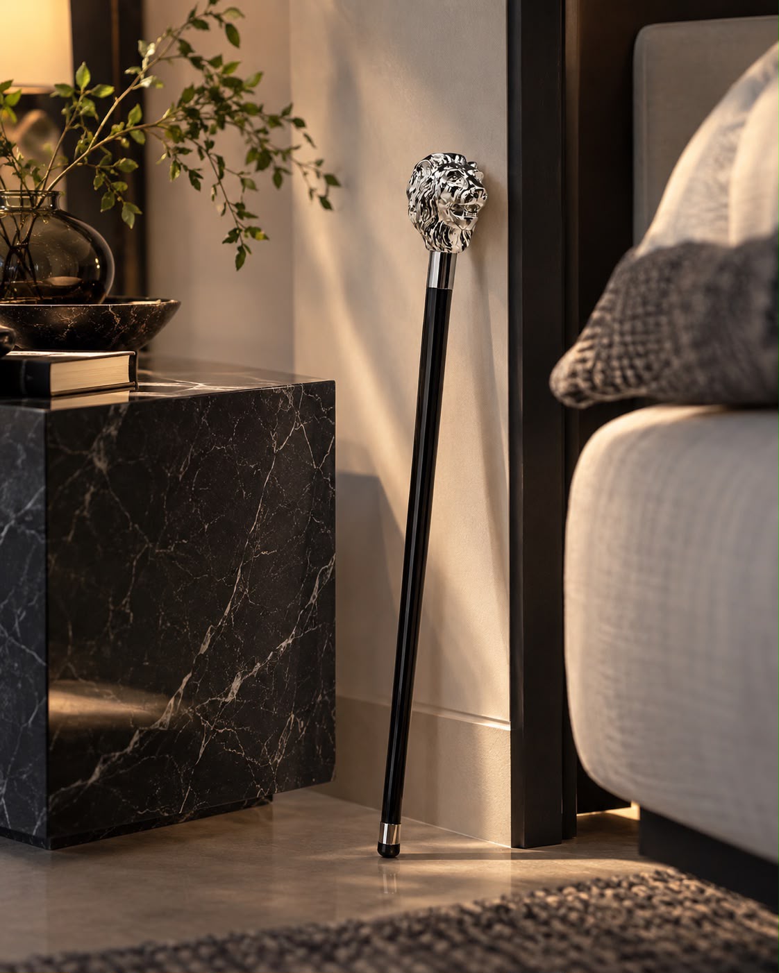 Silver lion stick