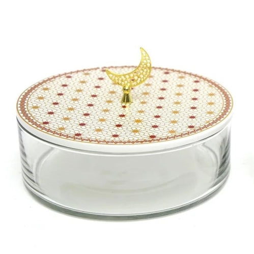 Glass bowel transp with ceramic cover