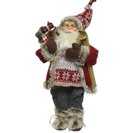 Santa polyester ski with pinecone