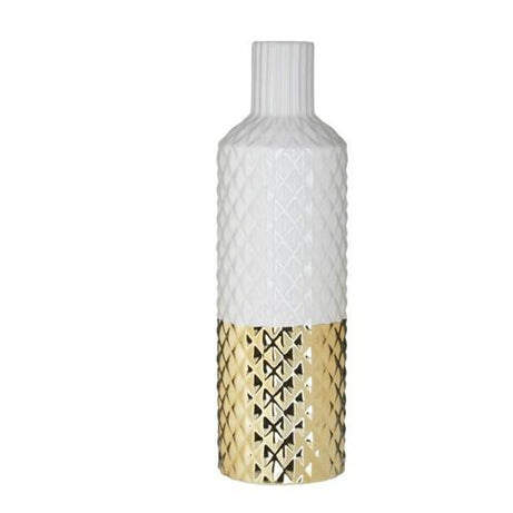 Ceramic white & gold vase